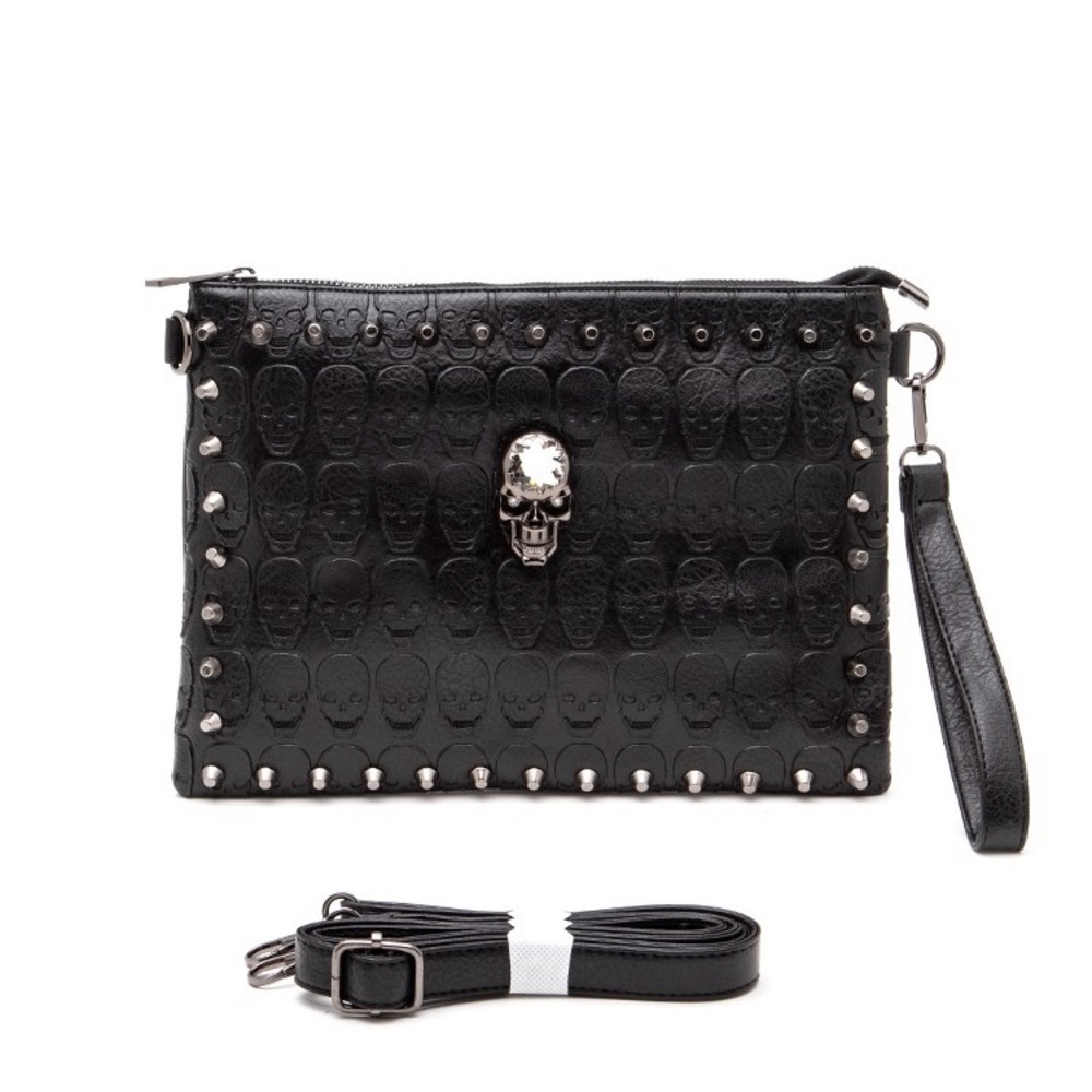 Skull Studs Convertible Crossbody Clutch Swing
